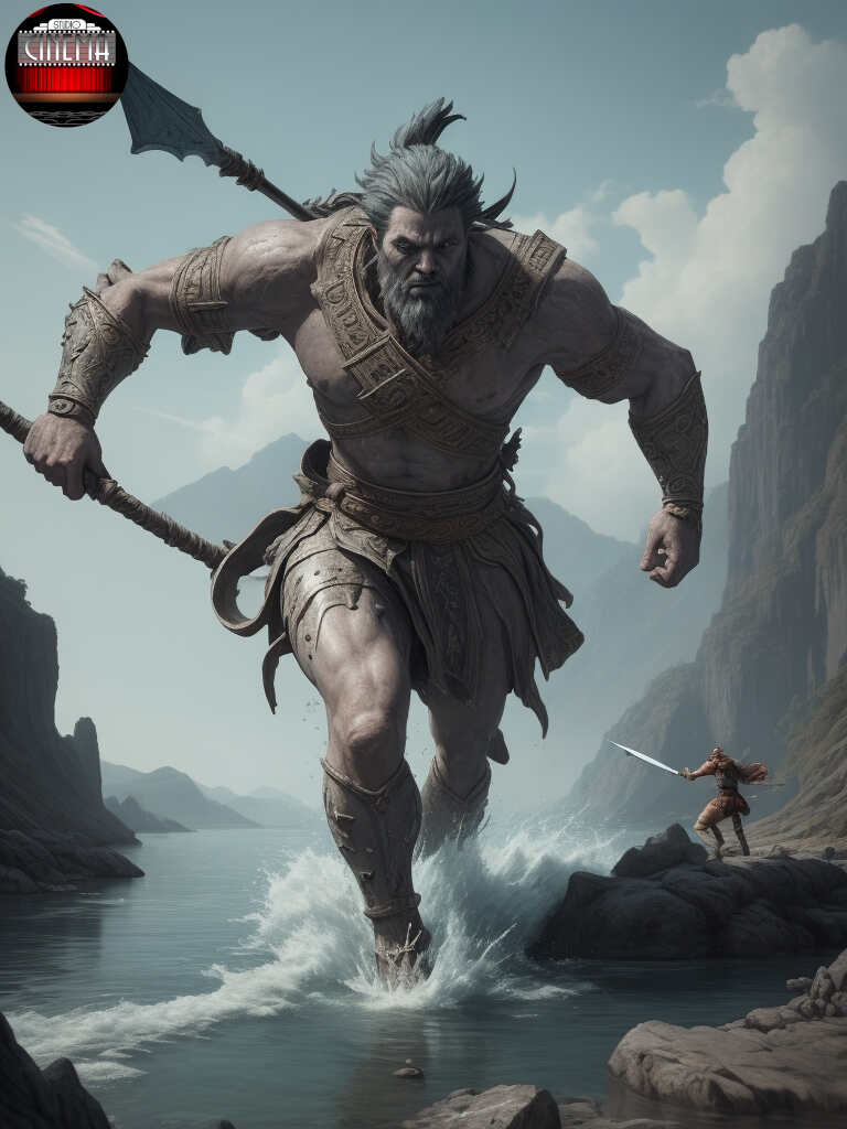 David y Goliat imagen de Inteligencia artificial Studio cinema DreamShaper_v7_David_Goliat_battle_david_running_thru_a_lake_2