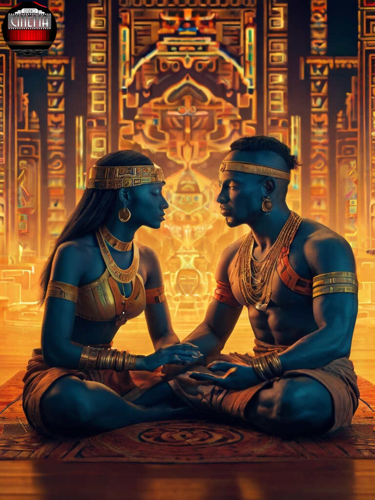 Espiritualidad una pareja con una conexion espiritual grande amor espiritual Studio Cinema Default_imagine_an_aztek_couple_male_and_female_face_to_face_0