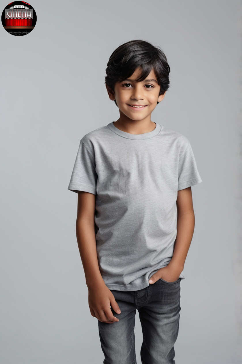 Modelos digitales, niño de 9 años modelando playera Studio Cinema Leonardo_Vision_XL_imagine_a_9_years_old_black_haired_boy_wear_0