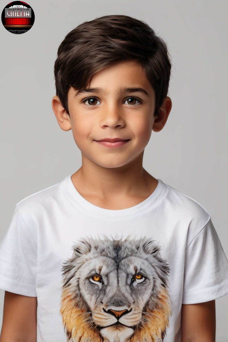 Modelos digitales, niño de 9 años modelando playera Studio Cinema Leonardo_Vision_XL_imagine_a_9_years_old_boy_black_haired_brow_3