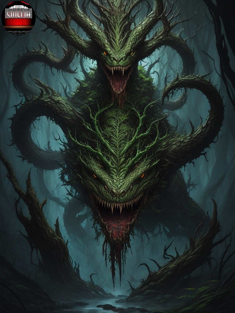 Monstruos fantasticos creados con IA DreamShaper_v7_fantasy_swamp_Alberto_Seveso_art_fierce_3_head_0(1)