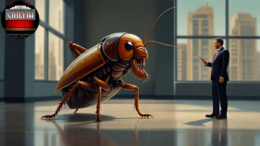 Un jefe detestable hablando con un empleado bad boss talking with an employee cockroach_in_a_businessuit_in_an_office_the_2