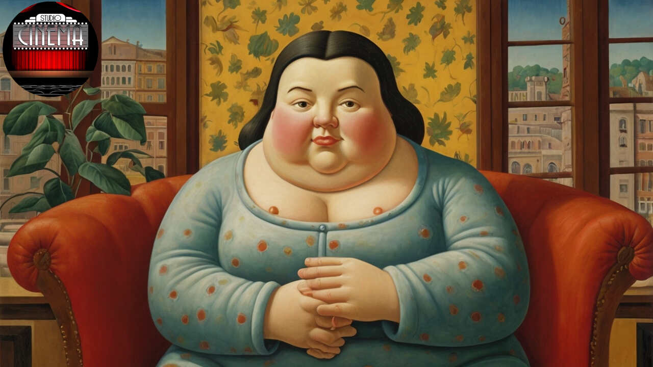 ilustracion estilo botero de una mujer, Botero style fat overweighted woman Leonardo_Kino_XL_